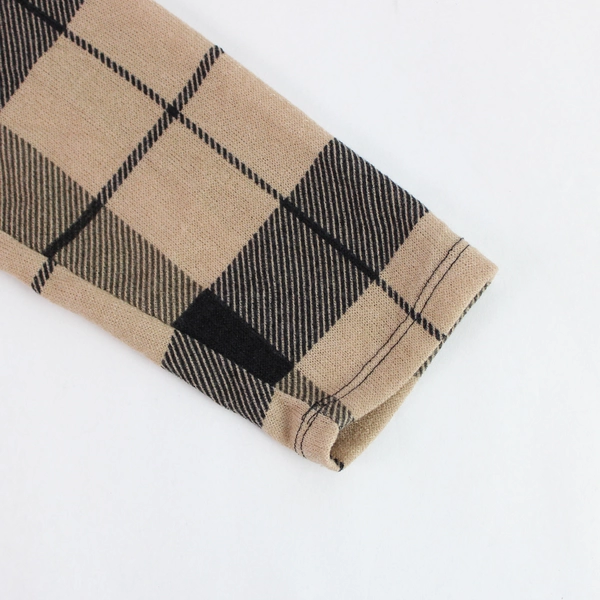 Stylish Women's Medium Open-Front Cardigan Black Brown White Patterned Top