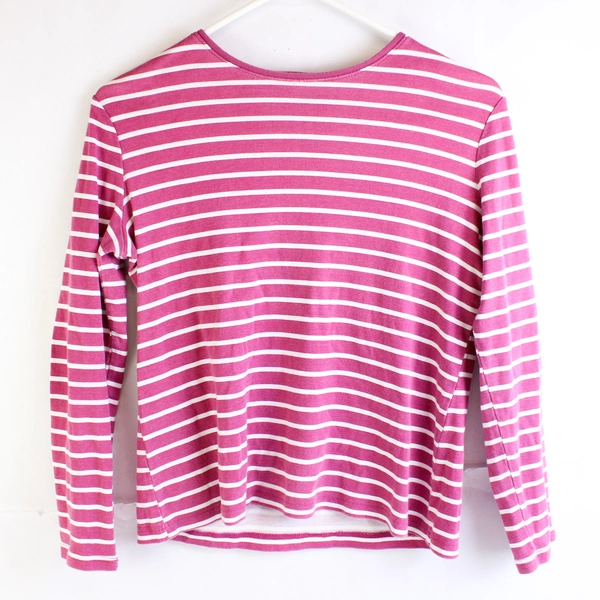 Croft & Barrow The Classic Tee Pink and White Striped Cotton Shirt Women's PS