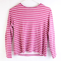 Croft & Barrow The Classic Tee Pink and White Striped Cotton Shirt Women's PS
