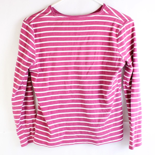 Croft & Barrow The Classic Tee Pink and White Striped Cotton Shirt Women's PS