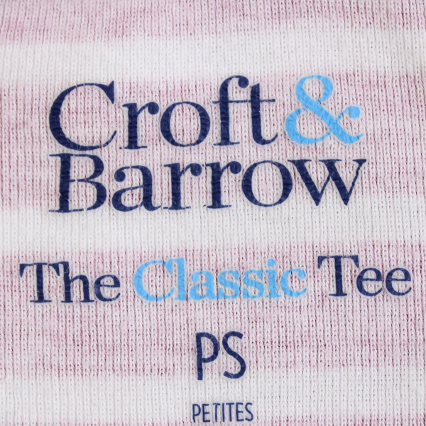 Croft & Barrow The Classic Tee Pink and White Striped Cotton Shirt Women's PS