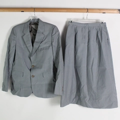 2 Piece Nordstrom Solid Gray Wool Skirt Suit Set Women's Size 10