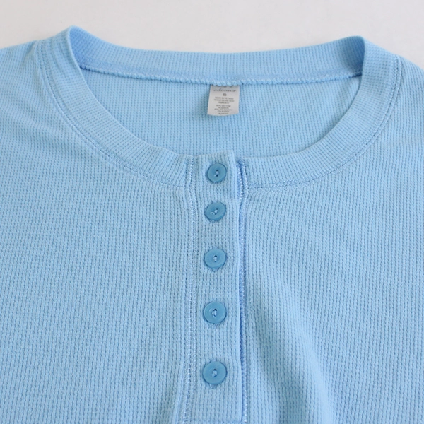 Adonna Light Blue Cotton Blend Henley Pajama Top Women's Size Small