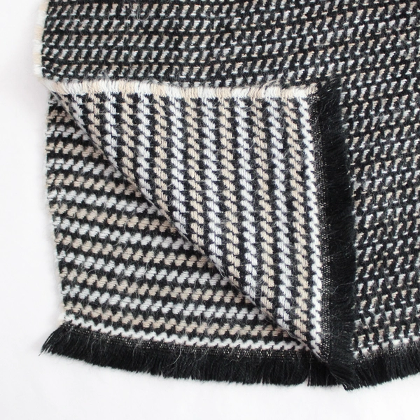 Gap Black White and Beige Acrylic Knit Fringed Women's Scarf Wrap 75"