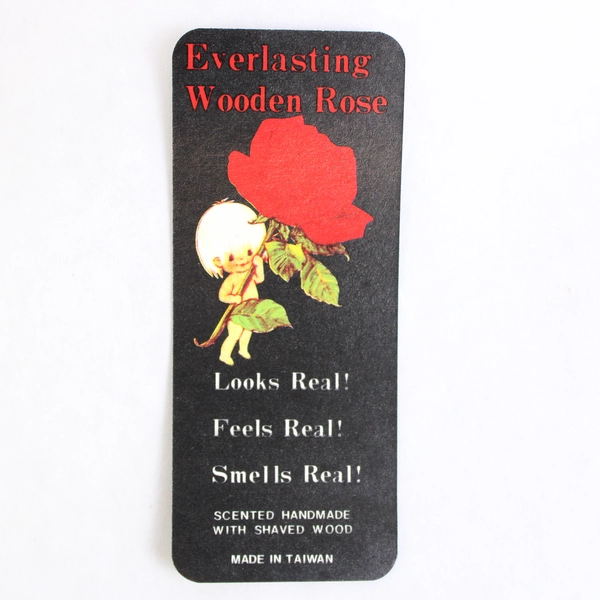 Everlasting Red Wooden Rose In Spun Glass Vase 4" Tall