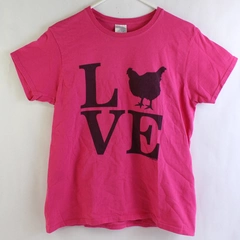 Gildan Ultra Cotton Love Chicken Pink Graphic T-Shirt Women's Size Medium