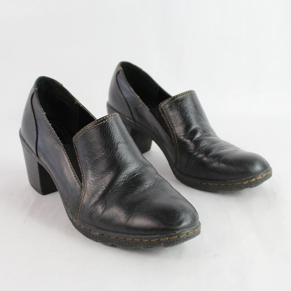 Great Northwest Camellia Black Leather Heeled Shoes Women's Size 8.5M