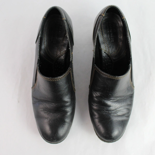 Great Northwest Camellia Black Leather Heeled Shoes Women's Size 8.5M