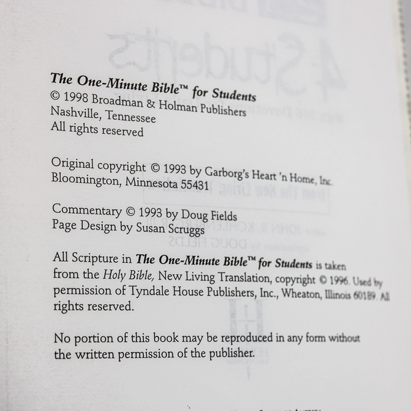 1 Minute Bible 4 Students 366 Devotions for Daily Living 1993 PB Illustrated