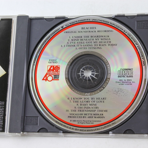 Beaches Original Soundtrack CD Bette Midler 1988 Atlantic Good Condition