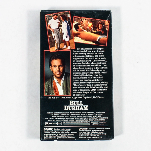 Bull Durham VHS 1989 Kevin Costner Susan Sarandon Good Condition Classic Film