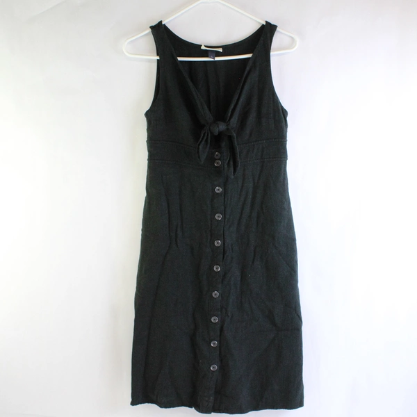 Universal Thread Black Linen Blend Button Front Sleeveless Dress Women's Small