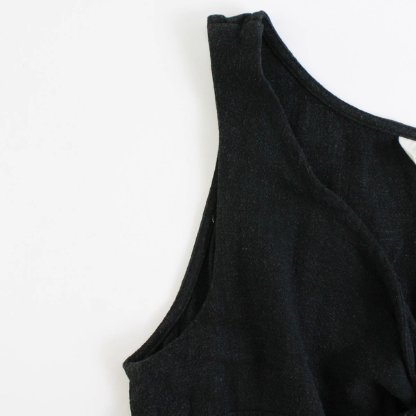 Universal Thread Black Linen Blend Button Front Sleeveless Dress Women's Small