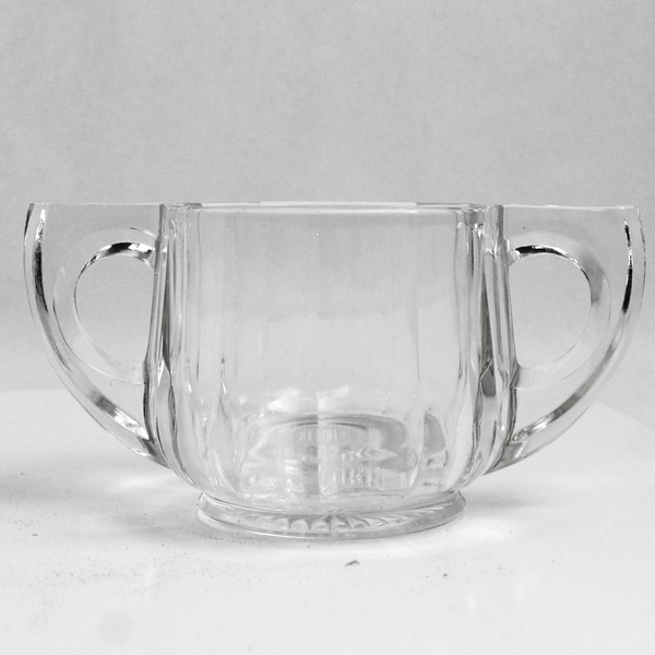 Vintage Unbranded Unmarked Heavy Clear Glass Sugar Bowl & Creamer 3" Tall