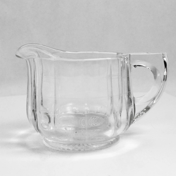 Vintage Unbranded Unmarked Heavy Clear Glass Sugar Bowl & Creamer 3" Tall