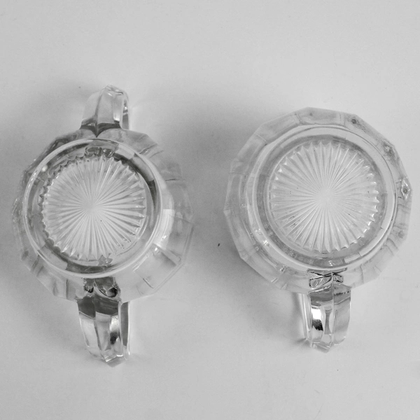 Vintage Unbranded Unmarked Heavy Clear Glass Sugar Bowl & Creamer 3" Tall