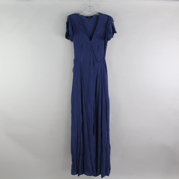 Lulus Long Blue Wrap Dress Women's Size Small Flawed