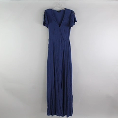 Lulus Long Blue Wrap Dress Women's Size Small Flawed