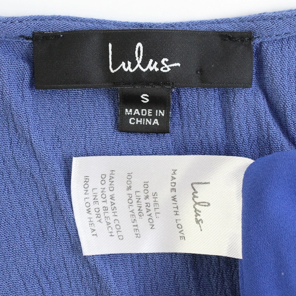 Lulus Long Blue Wrap Dress Women's Size Small Flawed
