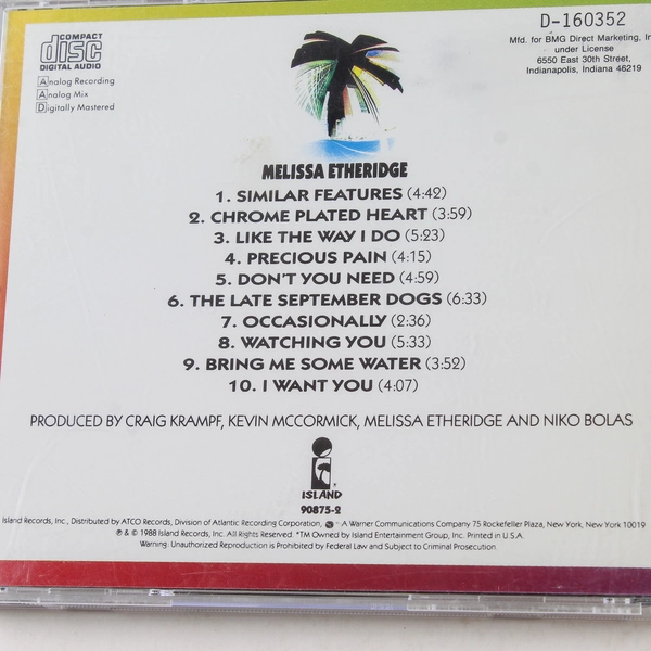 Melissa Etheridge Self-Titled CD 1988 Island Records Pre-Owned - AS IS
