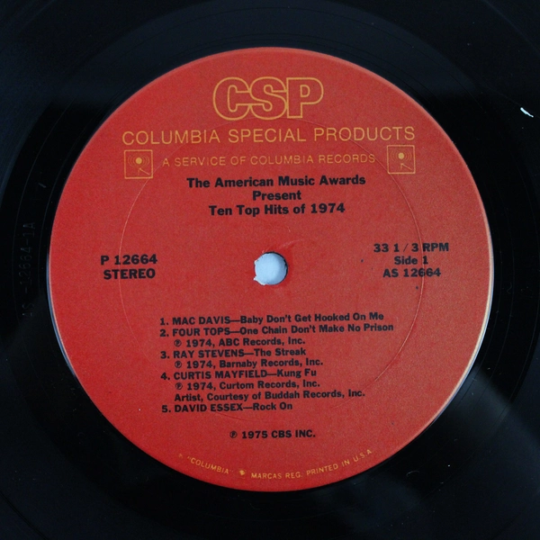 The American Music Awards Present Ten Top Hits of 1974 Columbia P12664 1975