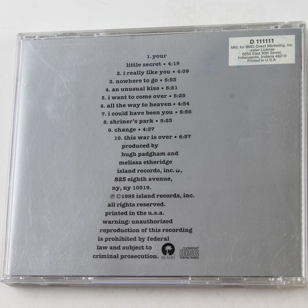 Melissa Etheridge Your Little Secret CD 1995 Island Records BMG Direct