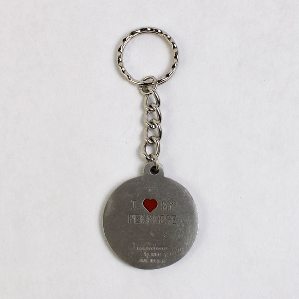 Vintage 1982 Rawcliffe Pewter I Love My Pekingese Keychain
