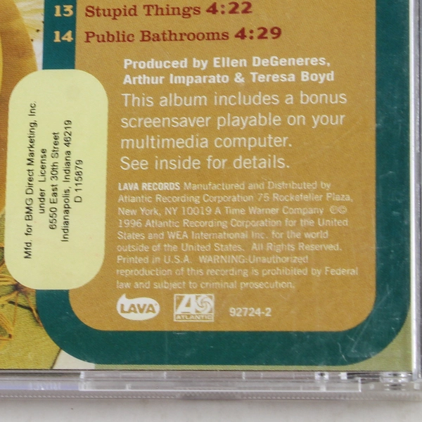 Ellen DeGeneres Taste This CD 2008 Atlantic Pre-Owned Comedy Music