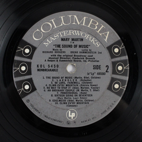 The Sound Of Music 1959 33 RPM LP Record Columbia Masterworks KOL 5450