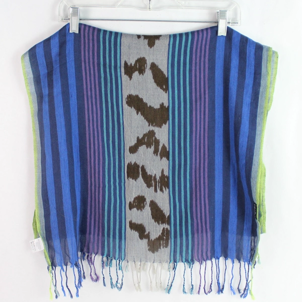 Fraas 100% Polyacryl Blue Stripe Tassel Scarf - Stylish & Pre-Owned