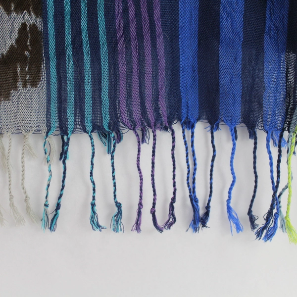 Fraas 100% Polyacryl Blue Stripe Tassel Scarf - Stylish & Pre-Owned