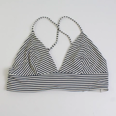 H&M Black and White Striped Bikini Top Women's Size 8