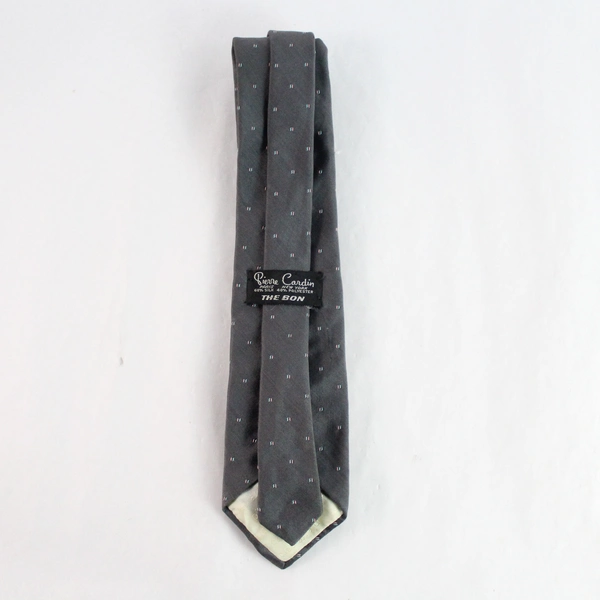 Pierre Cardin The Bon Gray Silk Blend Necktie 53" Embroidered Design