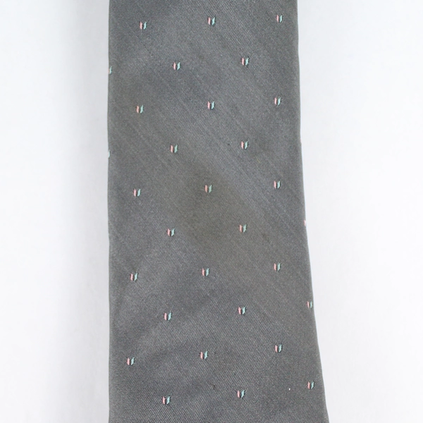 Pierre Cardin The Bon Gray Silk Blend Necktie 53" Embroidered Design