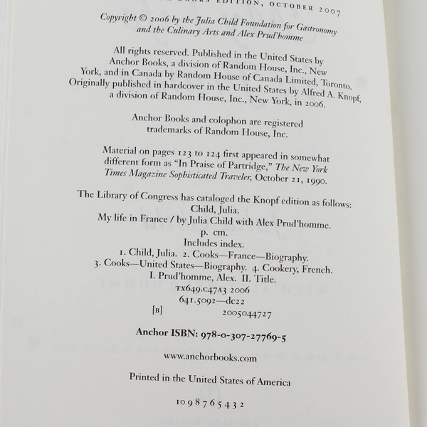 My Life in France by Julia Child & Alex Prud'homme 2009 Paperback Book