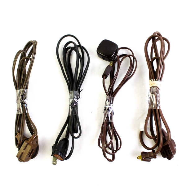 Lot of 4 Black and Brown 6-Foot 2-Prong Extension Cords