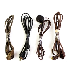 Lot of 4 Black and Brown 6-Foot 2-Prong Extension Cords