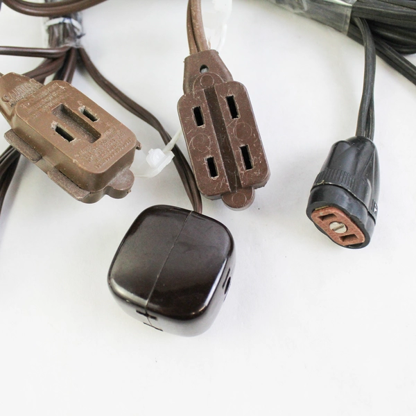 Lot of 4 Black and Brown 6-Foot 2-Prong Extension Cords