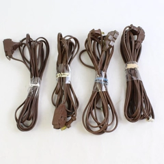 Lot of 4 Brown 2-Prong Extension Cords 12 Ft and 15 Ft