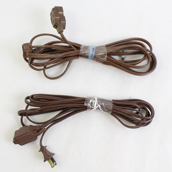 Lot of 4 Brown 2-Prong Extension Cords 12 Ft and 15 Ft