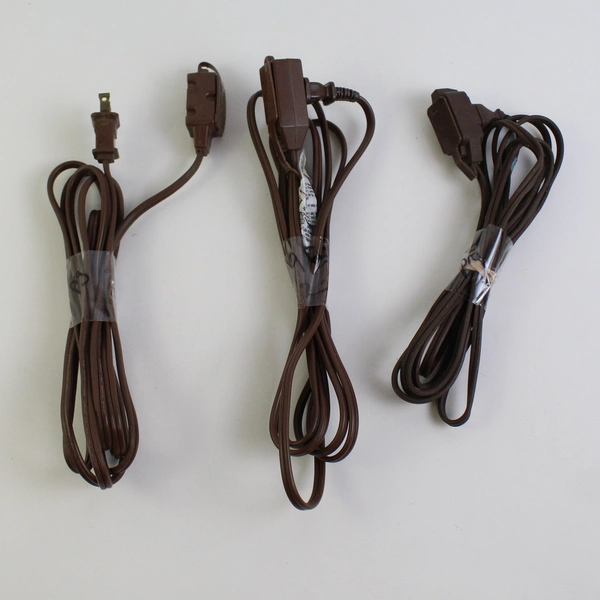 Lot of 3 Brown 2-Prong Extension Cords 9 ft