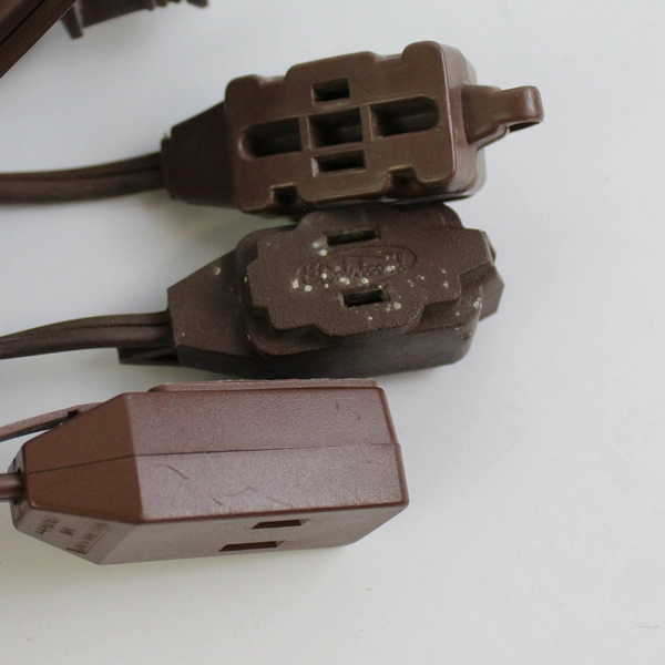 Lot of 3 Brown 2-Prong Extension Cords 9 ft