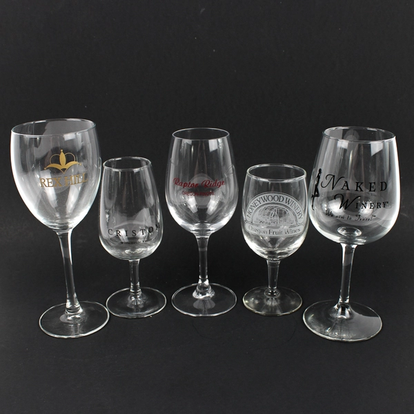 Lot of 5 Oregon Clear Wine Glasses Naked Winery Raptor Ridge Honeywood Etc.