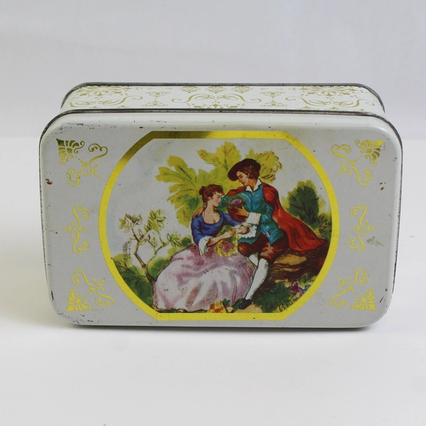 Collectors Tin Limoges Scenery Tin Lovers In The Park Vintage