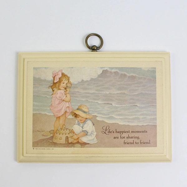 Hallmark 1984 Sign Life's Happiest Moments Friend to Friend Wood Plaque 7"