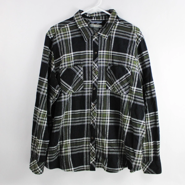 Natural Reflections Black and Green Plaid Button-Down Shirt Women's Size 1X