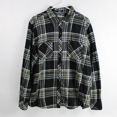 Natural Reflections Black and Green Plaid Button-Down Shirt Women's Size 1X