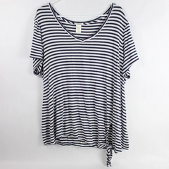Matty M Blue and White Striped T-Shirt Women's Size 2XL