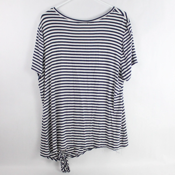 Matty M Blue and White Striped T-Shirt Women's Size 2XL