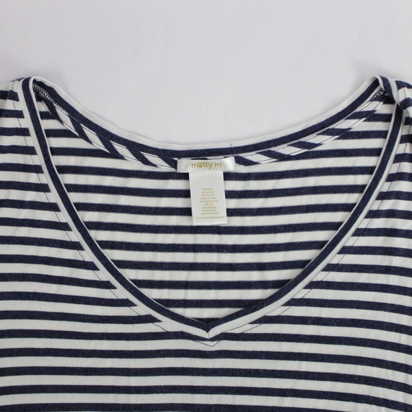 Matty M Blue and White Striped T-Shirt Women's Size 2XL
